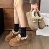 Vintage Maillard Bread Shoes Women's Autumn and Winter Velvet Loafers Cotton Shoes 2025 New One-pedal Platform Snow Boots