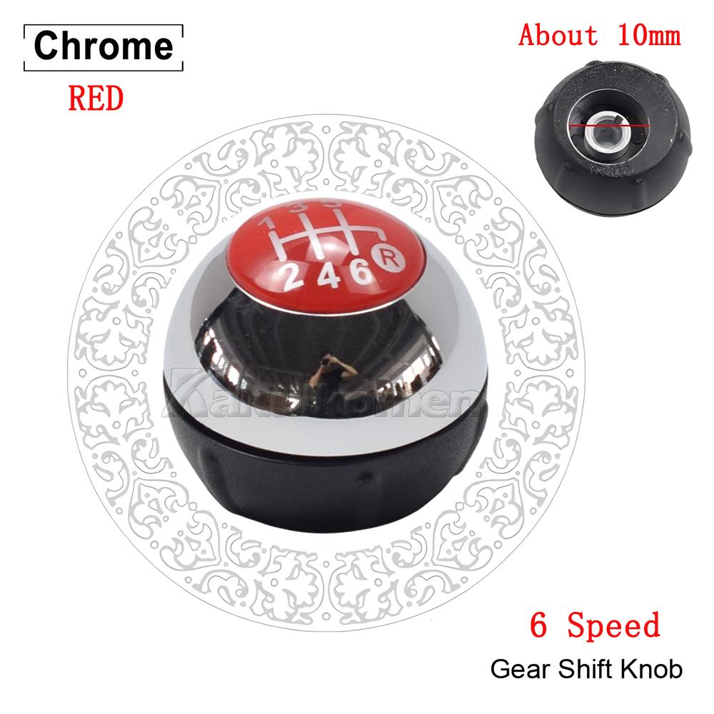 5 6 Speed Gear Shift Knob for Fiat 500 2012-2018 Chrome+Red 55344048