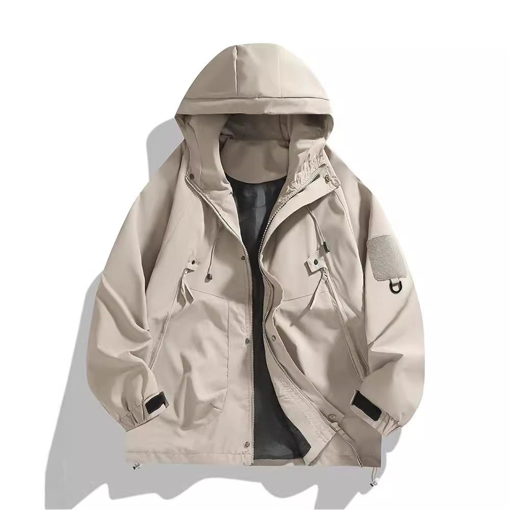 Men's Autumn Men's Tooling Jacket Fashion Casual Men's Loose Hooded Functional Autumn Clothes