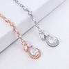 Weiman Rhodium Silver Plated Classic Style Halo Pear Cut Cubic Zirconia Pendant Brass Back Drop for Bridal Wedding Necklace