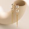Stylish Pearl Long Earrings For Women Trendy Geometric Dangles Chain