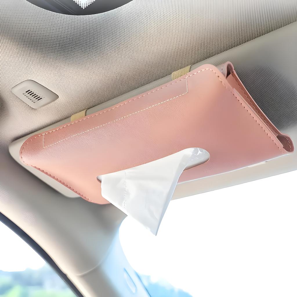 Car Tissue Box PU Leather Car Sun Visor Paper Holder, Creative Armrest Storage Bag, Suitable for Various Vehicle Models