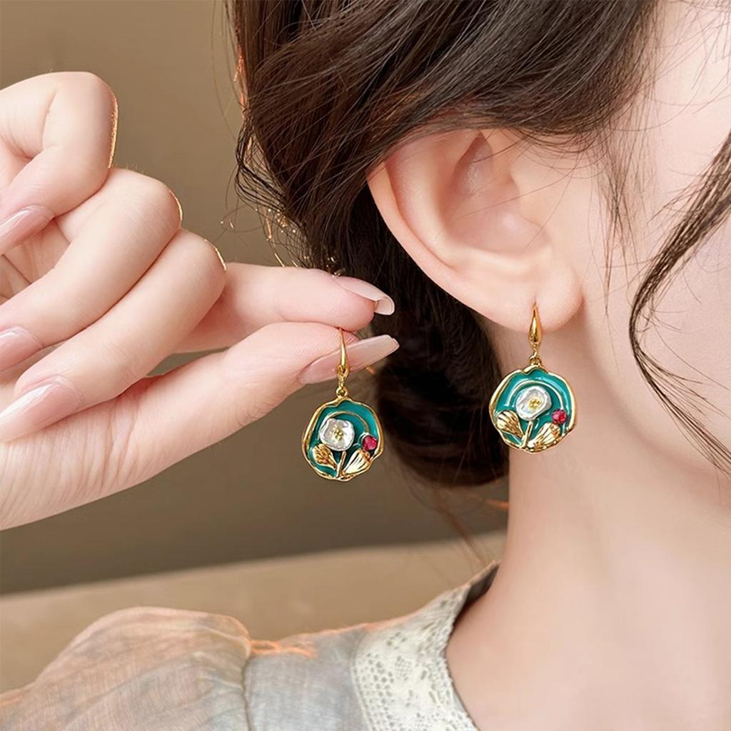 Monet Garden Oil Painting Style Earrings