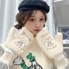 Winter Plus Size Padded Gloves Embroidered Strawberry Bear Gloves Girls Wrap Finger Hanging Neck Thickened Warm Gloves
