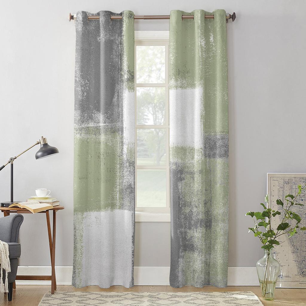 Зеленая картина маслом шалфея, текстурная краска, оконные шторы для гостиной, дома, спальни, кухни, Декор, Рождественская занавеска