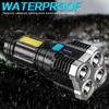 Светодиодные фонарики 4 светодиода + боковой фонарь 4 режима Перезаряжаемый USB-фонарик Встроенная батарея Прожектор дальнего действия
