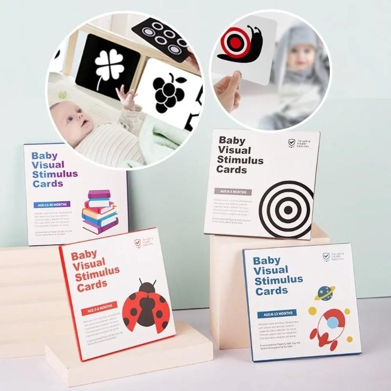 Babys Black and White High Contrast Flash Cards Visual Stimulation Card Montessori Toys Learning Educational Toys for Baby Gifts