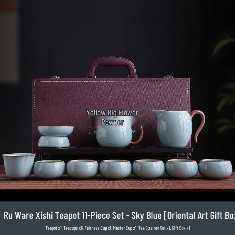 Ru Ware Ceramic Kung Fu Tea Set: Teacup, Teapot, Teabowl, Master Cup, Tea Cup, Six Gentlemen Tools, Tea Wash, Fairness Cup, Office Cup.