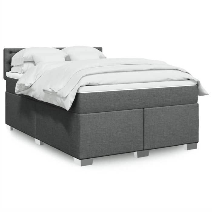 Maison Exclusive - Sommier à lattes de lit avec matelas Gris foncé 140x190cm Tissu