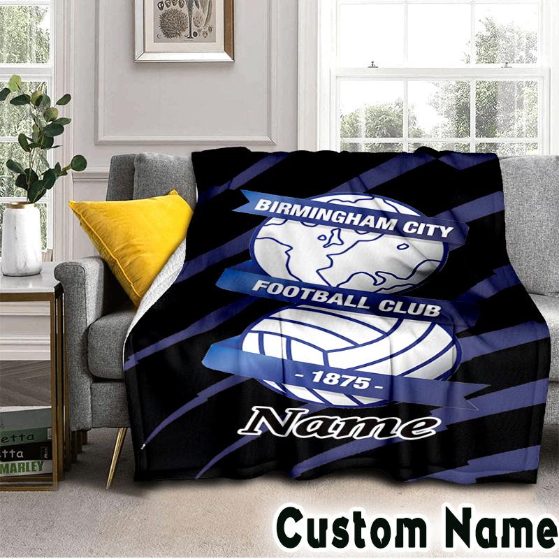 Custom Name Birmingham Football Crest Throws Blanket Flannel Blankets for Couch Bed Gifts for Men Women Picnic blanket Christmas fan gifts