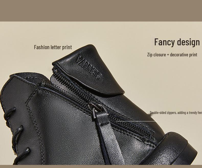 Винтажные женские ботинки Мартин из кожи на осень 2025 года с двумя молниями - корейский стиль, повседневная обувь на плоской подошве