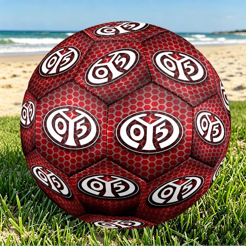 05 1FSV Mainz 05 Print Size 5 Soccer Ball, PU Wear Resistant Football for Match Training and Daily Practice, Birthday Gift for Soccer Fans