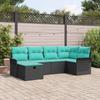 Garden Sofa Set with Cushions and Storage 6 pcs Poly Rattan