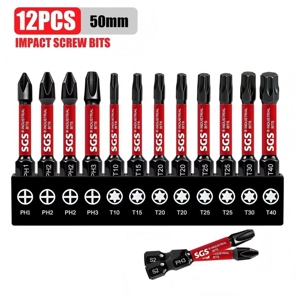 Многофункциональный набор бит для отвертки, Ph, Pz, Sq, Шестигранные, Torx, Шлицевые, Универсальный ударный набор бит для отвертки с несколькими спецификациями, 50 мм, Магнитные биты, Сталь S2