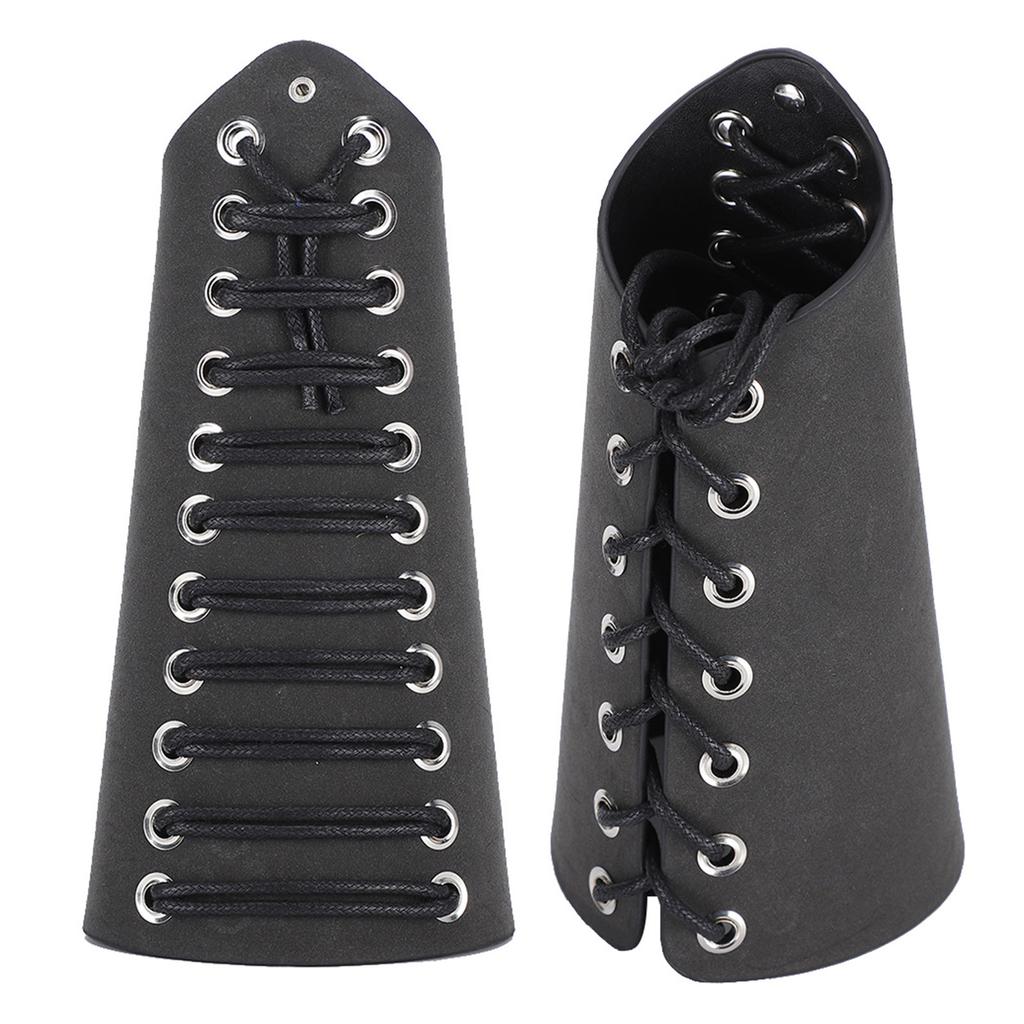 2 Sets Punk Bracer Black Outdoor PU Retractable Armband Archery Cross Strings Wristbands