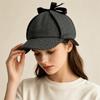 Double-Cap Brim Ear Protection Cap All Seasons Baseball Cap Vintage Detective Cap  Women