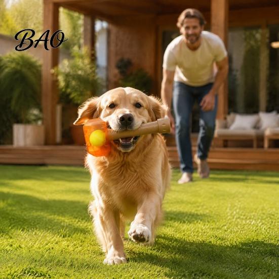 Indestructible Dog Toys 2Pcs Squeaky Hammer with Tennis Ball Inside, Interactive Fetch Toys, Rubber Chew Toy for Medium Large Dogs Indoor Outdoor Play
