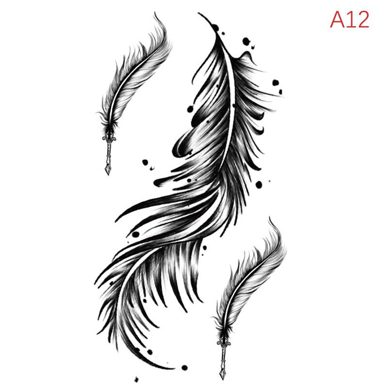 Водонепроницаемая временная татуировка-наклейка перо ключица лодыжка флэш-тату дракон змея цветы боди-арт рука поддельный рукав татуировка для женщин