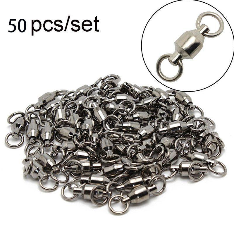 Premium Quality 50pcs Ball Bearing Swivels Double Round Split Rings For Fishing Tackle