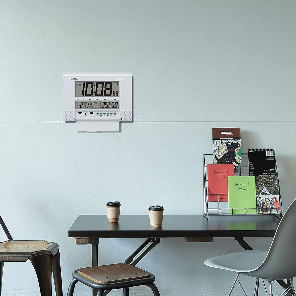 Seiko Часы Белый жемчуг Размер корпуса xx см Настенные часы Настольные часы Радиоволновая цифровая программная функция BC412W 18,6 26,4 3,9