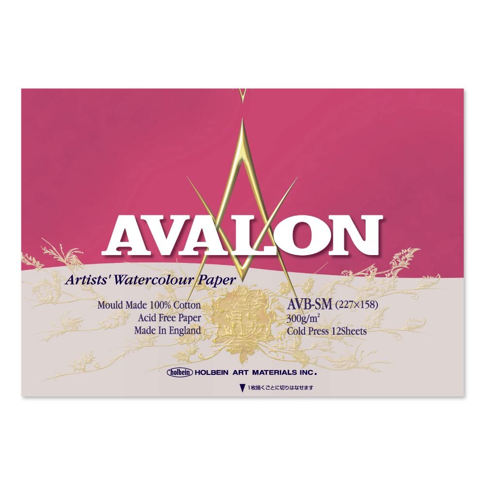 Holbein Avalon AVB-SM Watercolor Paper Block, SM, Medium Grain, 300 gsm, 12 Sheets, 271001