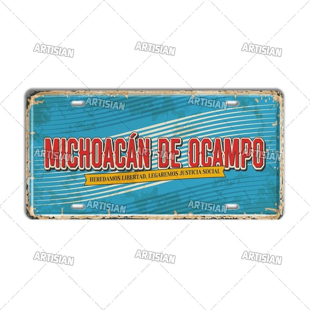 MEXICO License Plate Landmark Metal Tin Plaque City Metal Sign Wall Decor Garage Bar Pub Club Hotel Cafe Kitchen Home