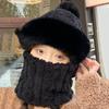 Winter Cycling Hat with Face Shield Adjustable Windproof Thick Double-layer Plush Full Protection Outdoor Pom-pom Hat Neck Warmer Cold