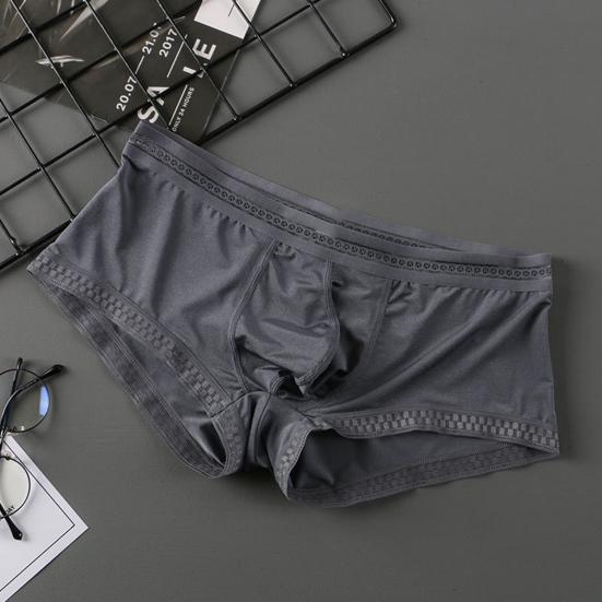 Men Underpants Ice Silk Ultra Thin Low-Rise Lace Solid Color Sexy 3D U Convex Translucent Underwear Panties Briefs for Daily Wear