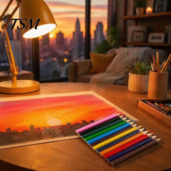 Creative Art Supplies for School 12PCS Colored Pencils Set, with Smooth Wood Barrel, Vibrant Colors Projects Painting Tools, Coloring Book Sketching