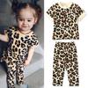 Футболка и брюки с леопардовым принтом унисекс для маленьких детей, комплект из 2 предметов, одежда