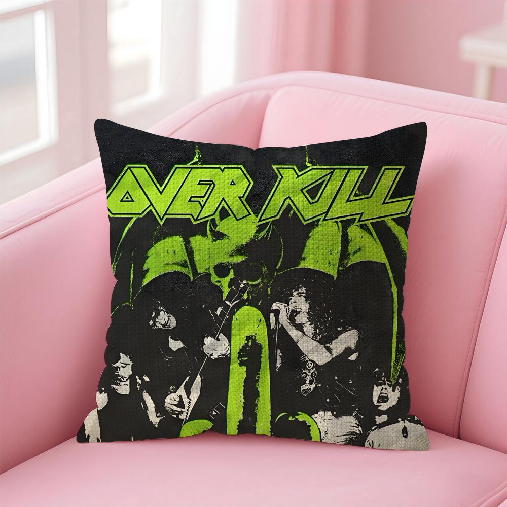OOverkill Band Cushion Cover Natural Linen Pillow Case DoubleSided Print Decorative Sofa Pillowcase Home Decor Gift