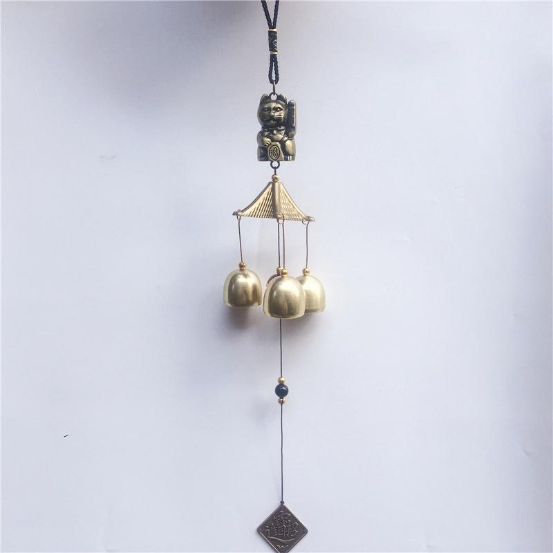 Metal Copper Wind Chime Pendant Door Decoration Alloy Bell Feng Shui Pendant Town House Lucky Cat Cat Money Shop Doorbell