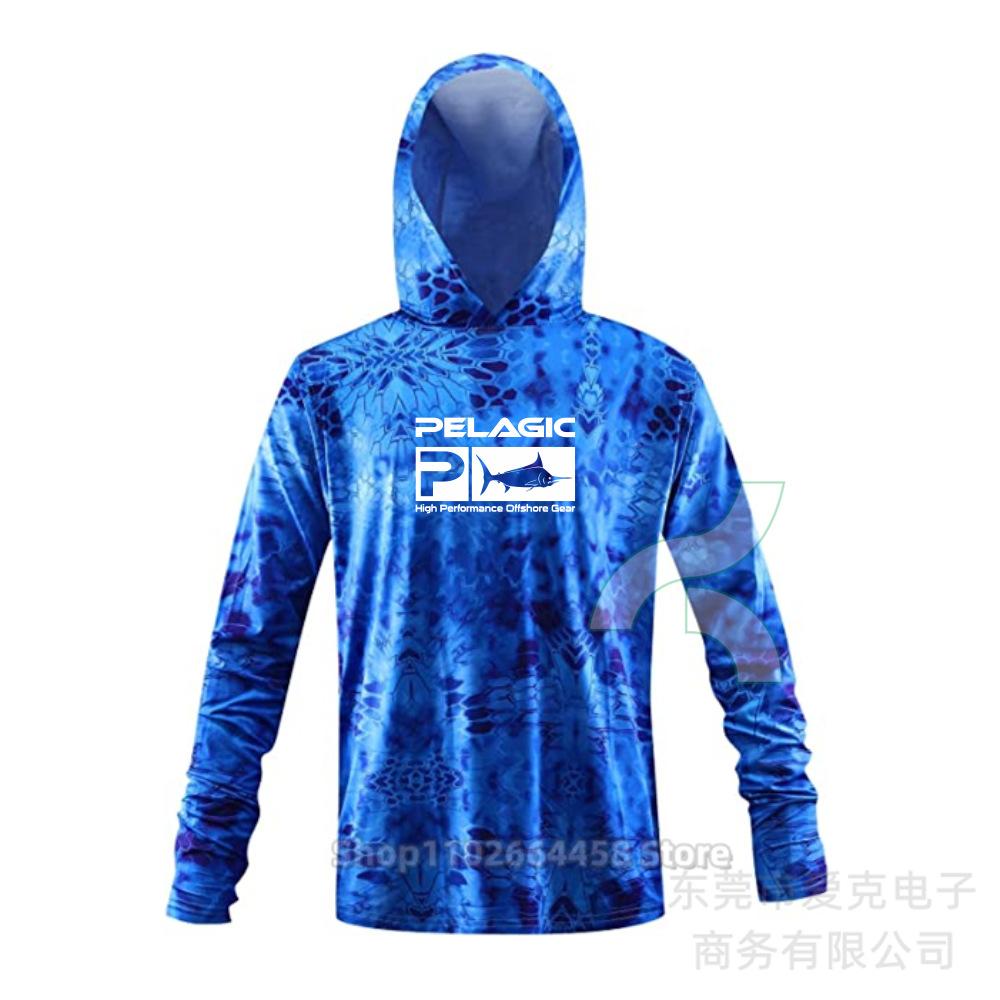 Pelagic fishing clothing summer camouflage sunscreen clothing breathable hooded fishing sportswear quick-drying T-shirt available