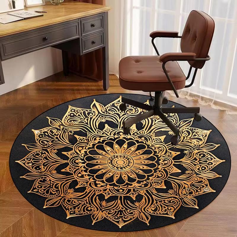 Домашний декор Европейский круглый ковер для спальни Прикроватный коврик для вращающегося кресла Мягкий Нескользящий Коврик для зоны кофейного столика Коврик для пола в столовой