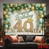 2D Flat Print Green Gold 40th Birthday Backdrop for Party Photo Booth