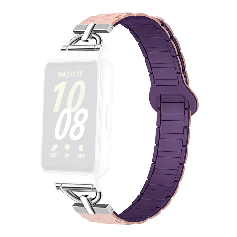 For Samsung Galaxy Fit3 Magnetic Watch Strap Silicone Wrist Band with D Ring Connector