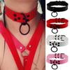 Gothic Punk Dark PU Leather O-Ring Clavicle Chain Necklace