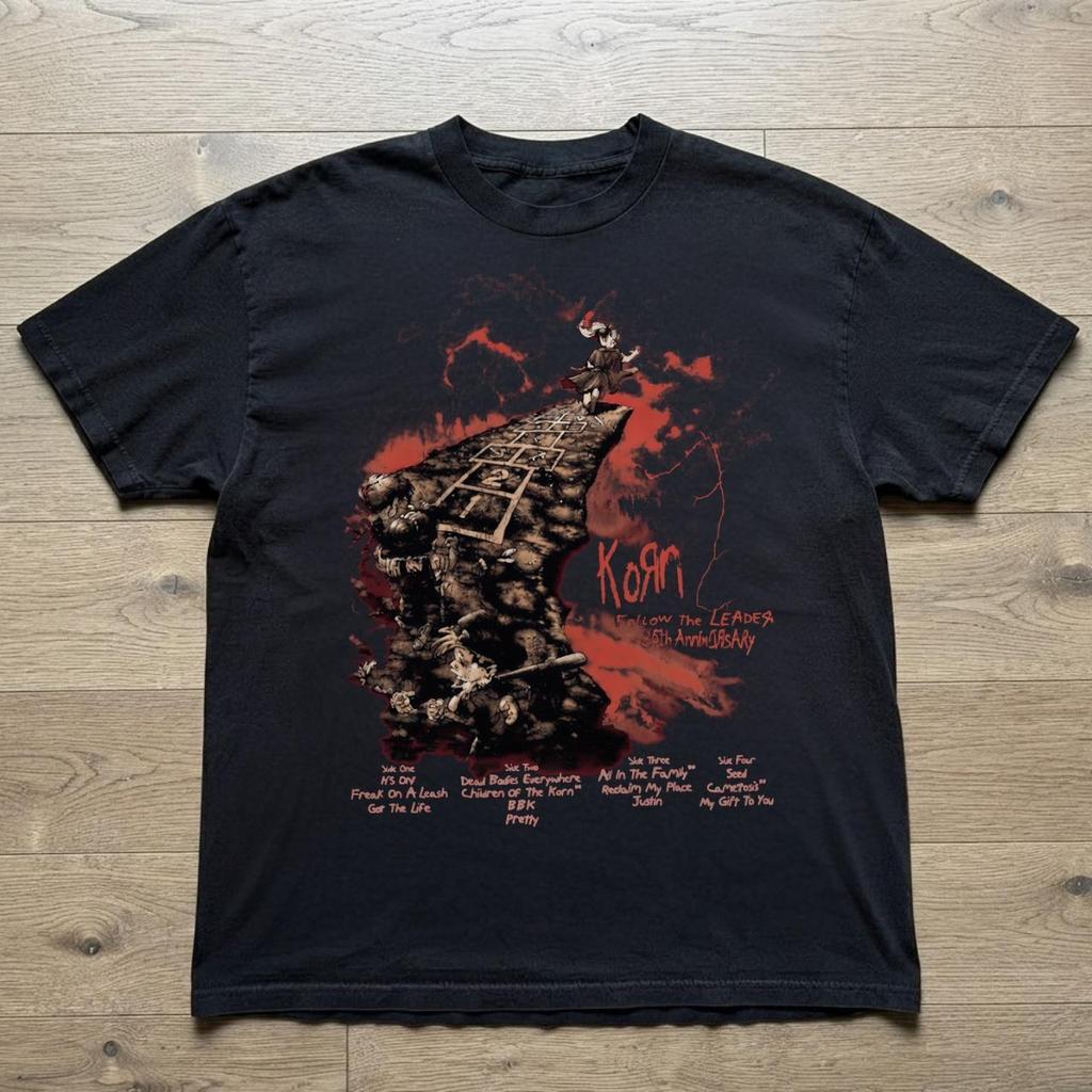 Korn Follow The Leader Cotton Printed TShirt DoubleSided Metal Band Tee Unisexs And Unisexs Oversize Couple Tee Tops