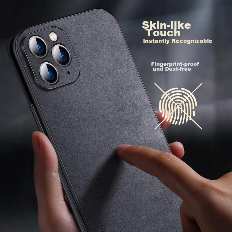 IPhone 11 Pro Max Case, Shockproof Camera Protection, Full Coverage Soft, Luxury Silicone Outer Casen, Black Leather Cover