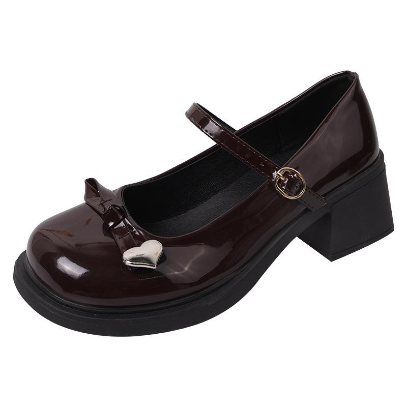 Простые и нежные черные туфли Мэри Джейн с круглым носком и толстой подошвой, женские, весна-осень 2025 года, юбка, легкие одинарные туфли