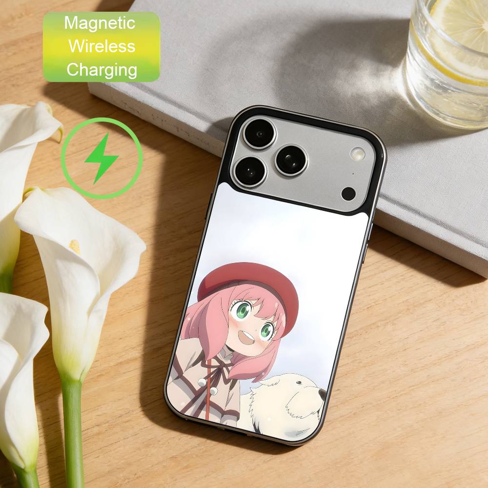 C-Cute Anya Chibi Style Phone Case For iPhone17,16,15,14,13,12,Wireless charging protective case soft cover