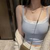 Сексуальный тонкий топ на бретелях, женский весенне-летний жилет на подтяжках, кружевная майка с тонким однотонным топом из ледяного шелка