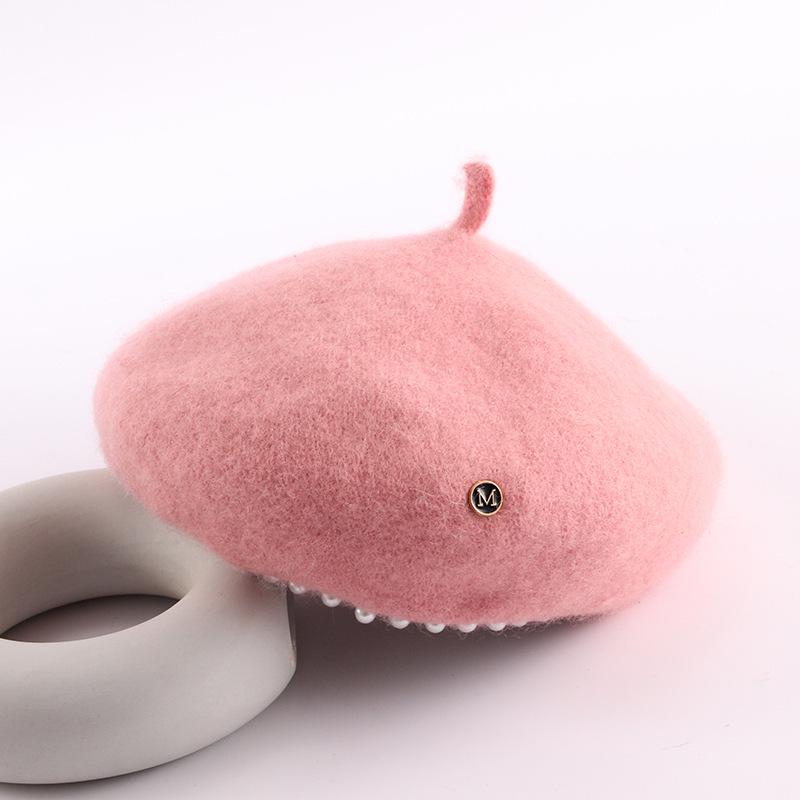 Британский шерстяной фетр Корейский бисер Ретро берет для женщин - Осень/Зима Социальный тренд художника