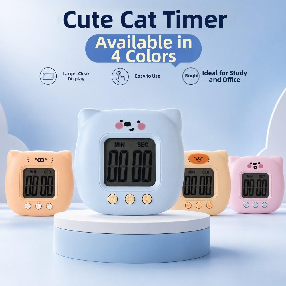 Magnetic Stand Cat Digital Kitchen Timer Cartoon Countdowns Timer Cute Digital Visual Clock Baking