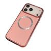 For iPhone 17 Pro Max Magnetic Case Electroplating Litchi Texture PU TPU PC Phone Back Cover