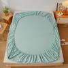 Pure Cotton Fitted Sheet With Anti Slip Elastic Band Plain Mattress Cover For Single Double Queen King Size Beds