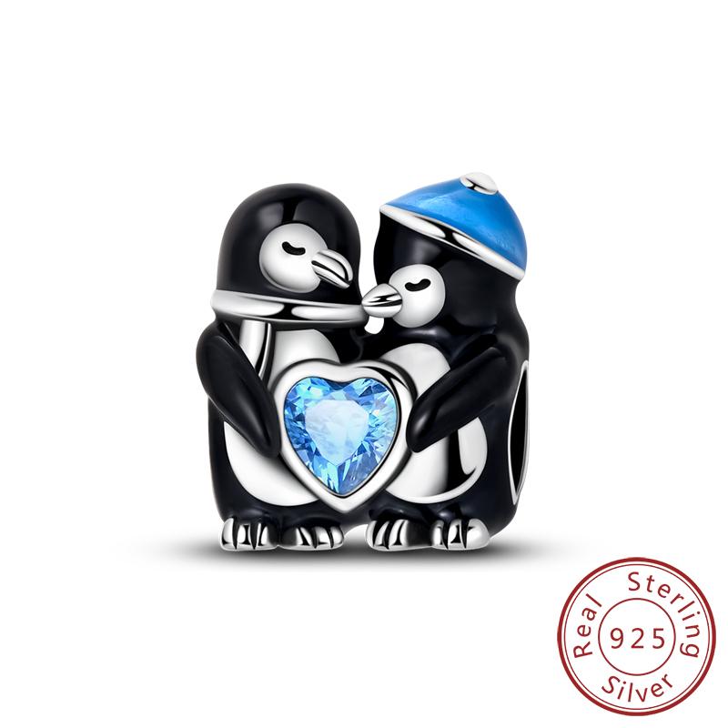 Оригинальные медные шармы-бусины Зимняя снежинка Снеговик Иглу Пингвин Подвеска Подходит для браслетов-шармов Женские украшения Подарок