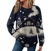 Женская мода Рождественский свободный топ с длинным рукавом и круглым вырезом