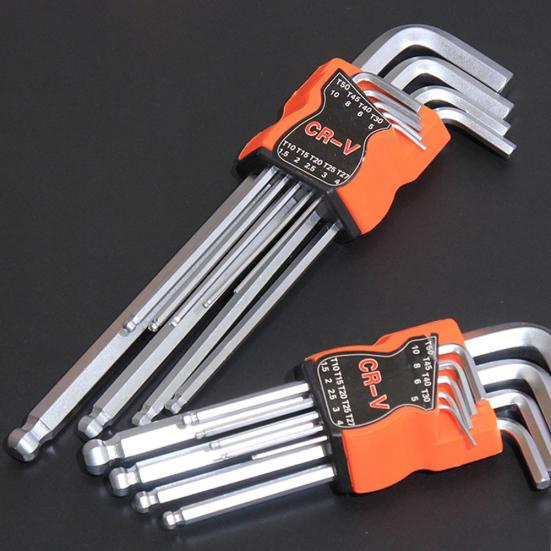 9 шт./компл. двусторонняя L-образная отвертка, шестигранный шестигранный ключ, гаечный ключ с шаровой головкой, инструменты