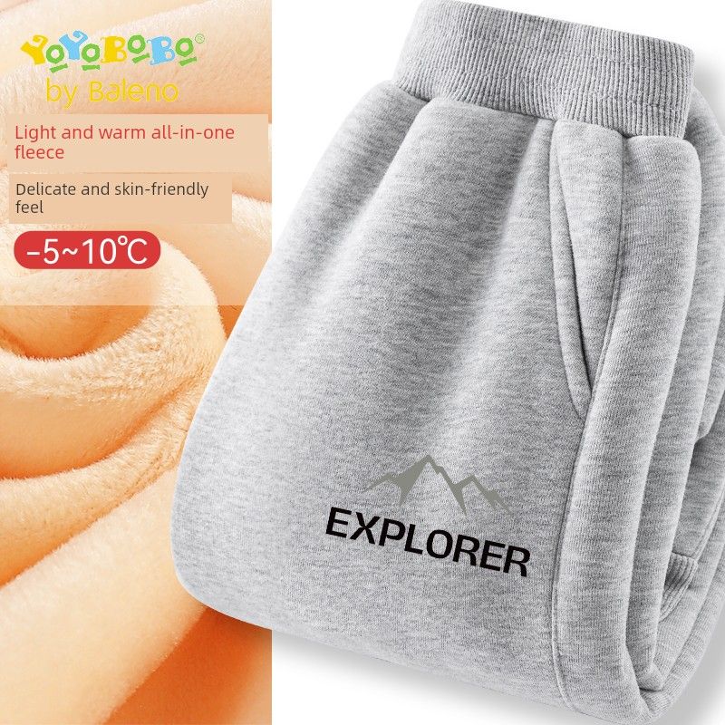 Baleno Kids Ybb Series Boys' Pants Autumn and Winter Style Children's Fleece-Lined Warm Casual Pants Boys' Sports Pants